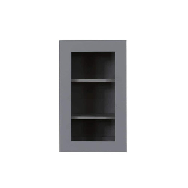 LIFEART CABINETRY Lancaster Gray Plywood Shaker Stock Assembled Wall Glass Door Kitchen Cabinet 21 in. W x 36 in. H x 12 in. D