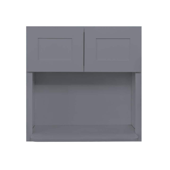 LIFEART CABINETRY Lancaster Gray Plywood Shaker Stock Assembled Wall Microwave Kitchen Cabinet 30 in. W x 30 in. H x 12 in. D