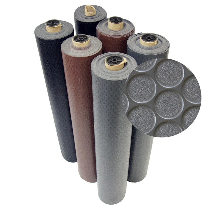 Rubber-Cal Coin Grip 4 ft. x 4 ft. Dark Grey Commercial Grade PVC Flooring, 2mm