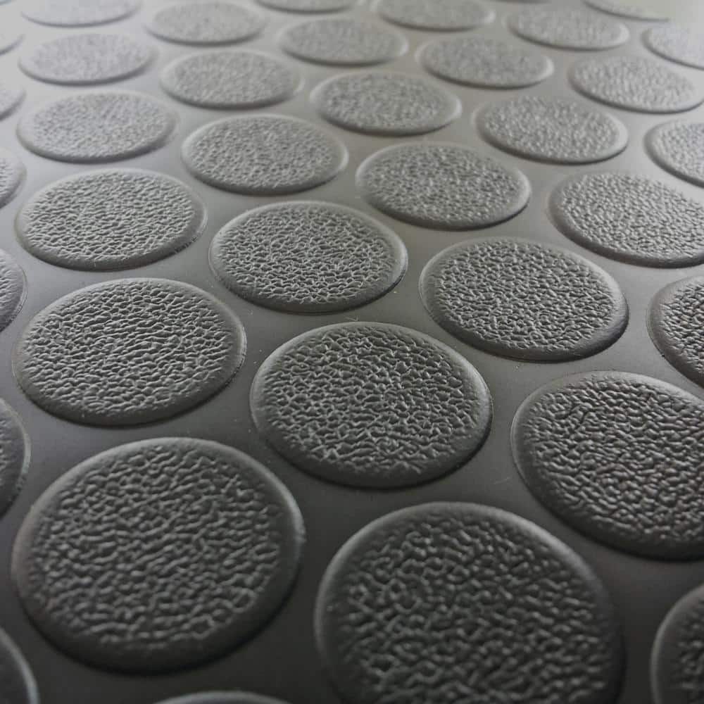 Rubber-Cal Coin Grip 4 ft. x 20 ft. Dark Grey Commercial Grade PVC Flooring