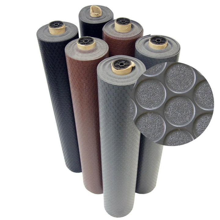Rubber-Cal Coin Grip 4 ft. x 30 ft. Dark Grey Commercial Grade PVC Flooring