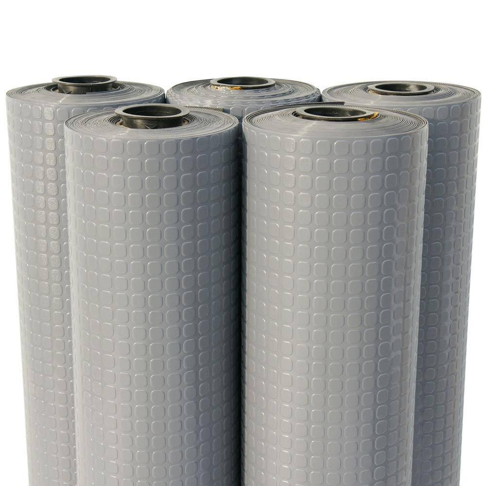 Rubber-Cal "Block-Grip" 4 ft. x 10 ft. Brown Commercial PVC Flooring