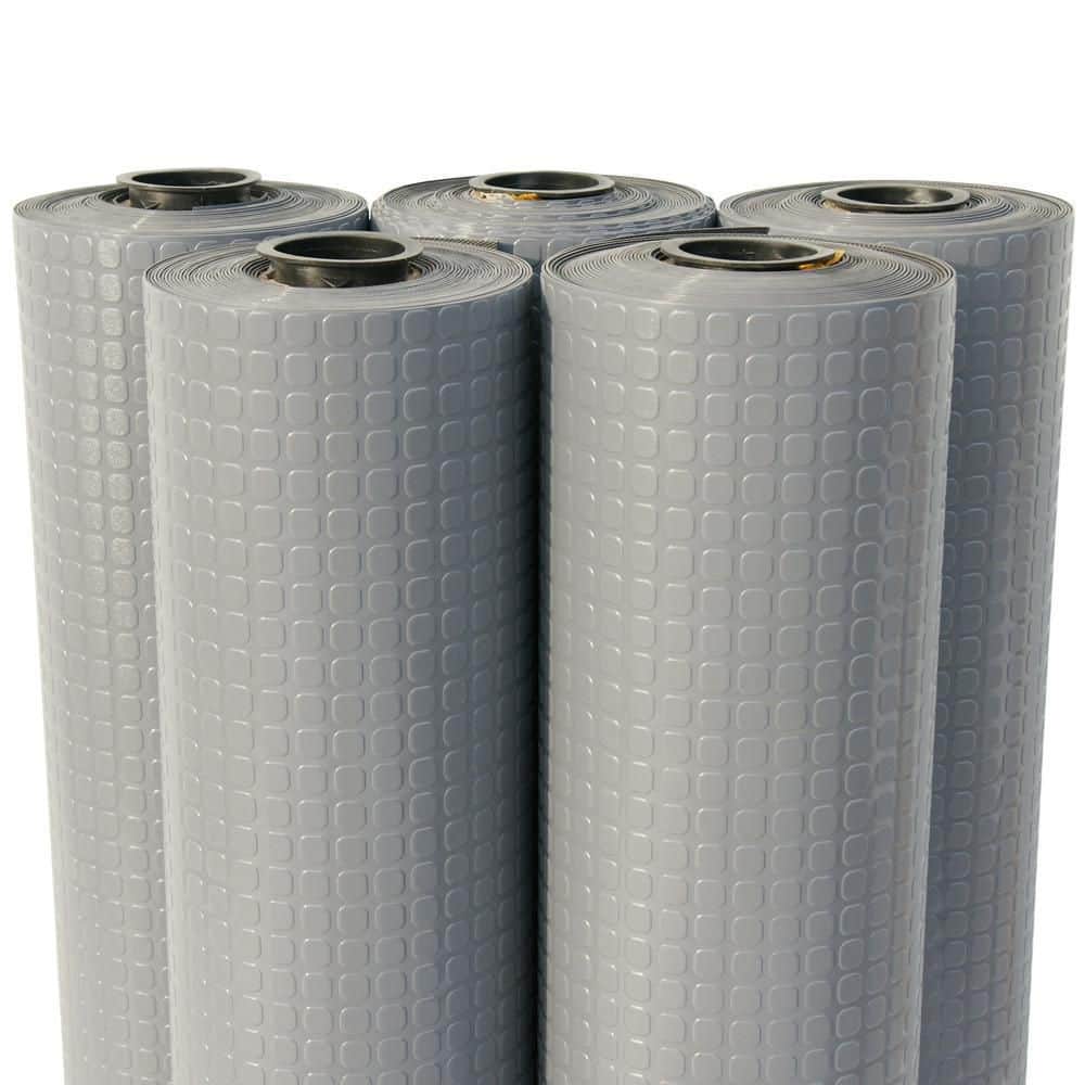 Rubber-Cal "Block-Grip" 4 ft. x 12 ft. Dark Gray Commercial PVC Flooring