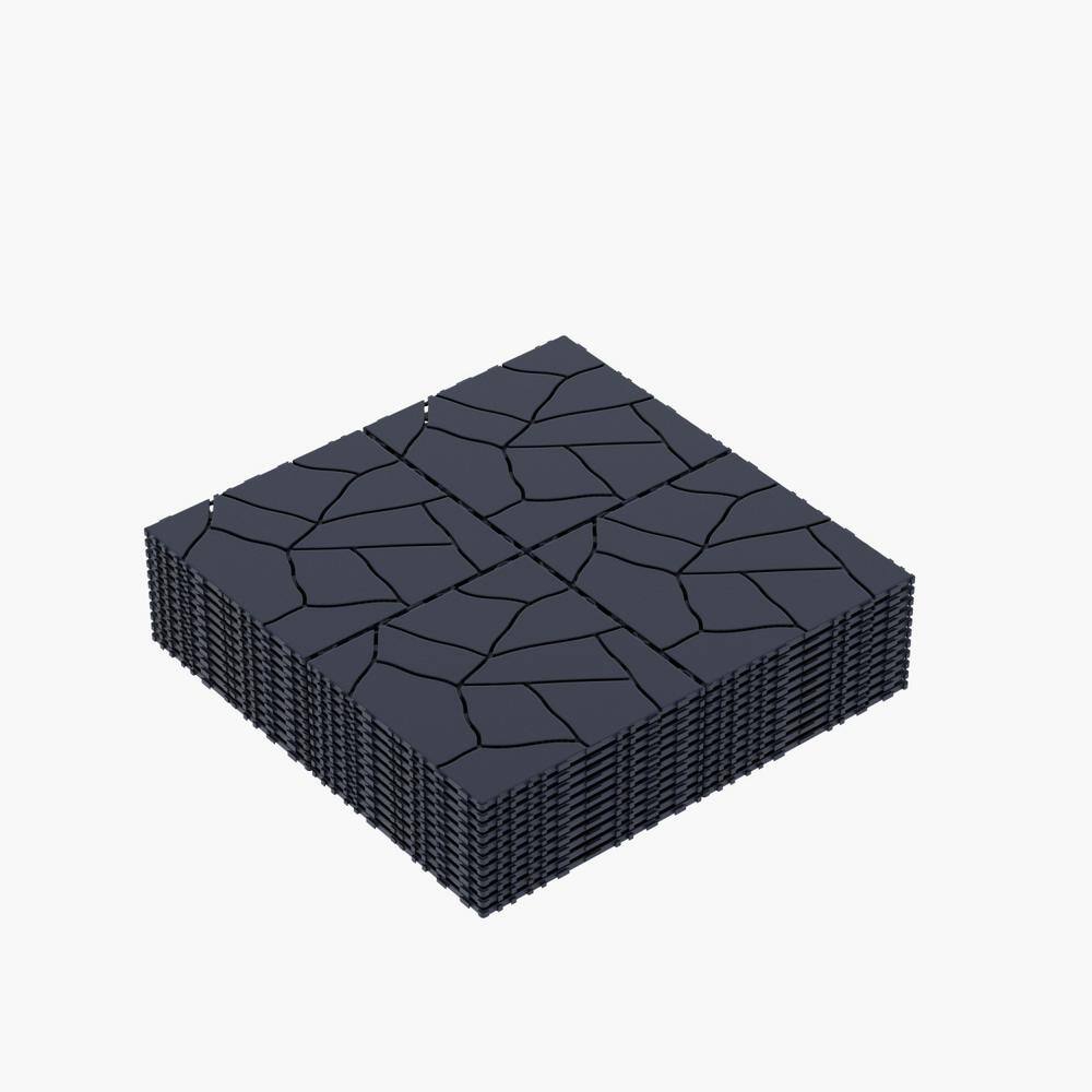 Tidoin Outdoor 1 ft. x 1 ft. Composite Deck Tile in Dark Gray(44 Per Box)