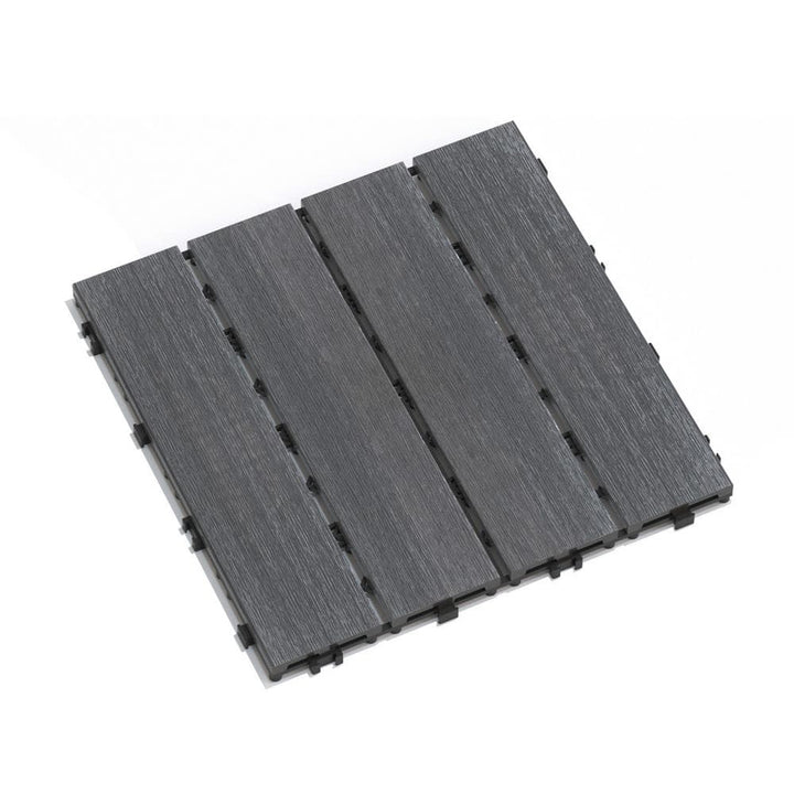 Tidoin Outdoor 1 ft. x 1 ft. Composite Deck Tile in Dark Gray(22 Per Box)