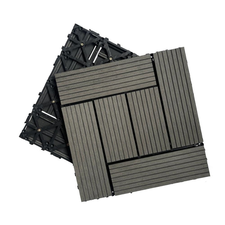 Tidoin Outdoor 1 ft. x 1 ft. Composite Deck Tile in Dark Gray(20 Per Box)