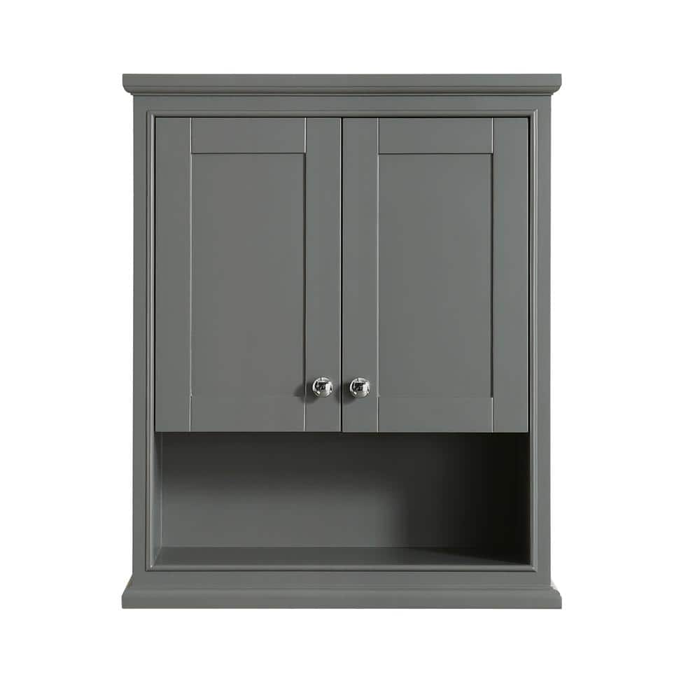 Wyndham Collection Deborah Bathroom Wall Cabinet, Dark Gray, 25x30x9 in.
