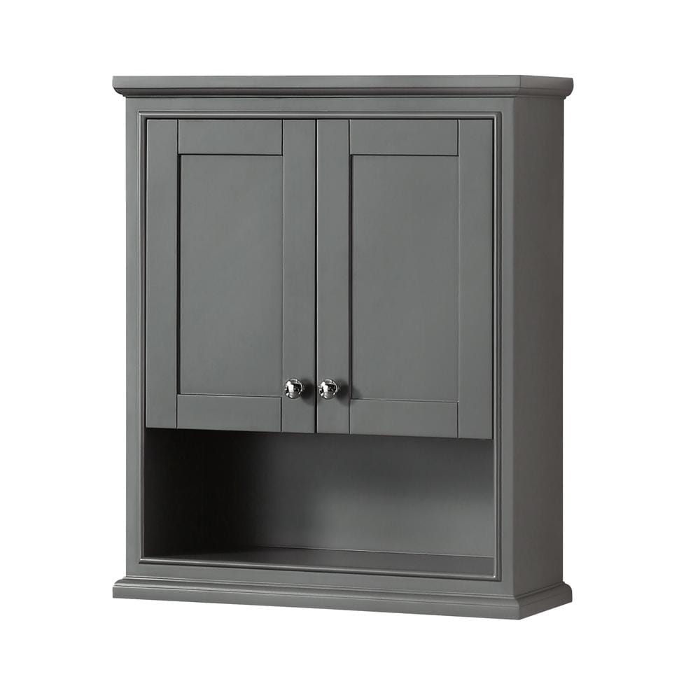 Wyndham Collection Deborah Bathroom Wall Cabinet, Dark Gray, 25x30x9 in.