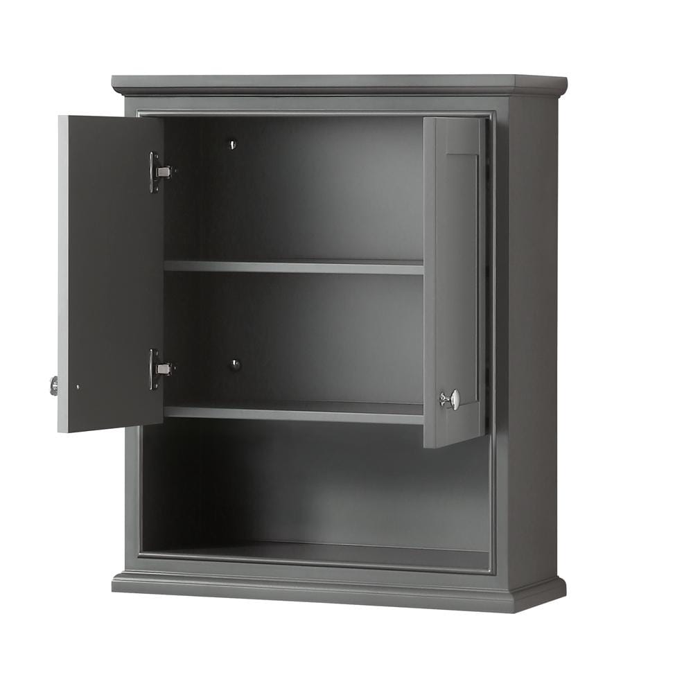 Wyndham Collection Deborah Bathroom Wall Cabinet, Dark Gray, 25x30x9 in.