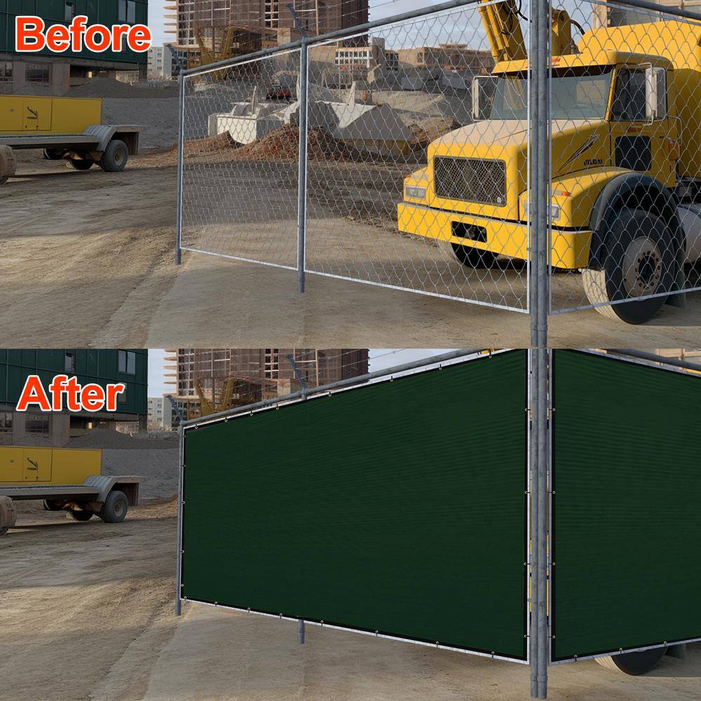 Privacy Fence Screen 8 x 200 ft. Dark Green Customized Outdoor Mesh Panels for Backyard, Construction Site with Zip Ties
