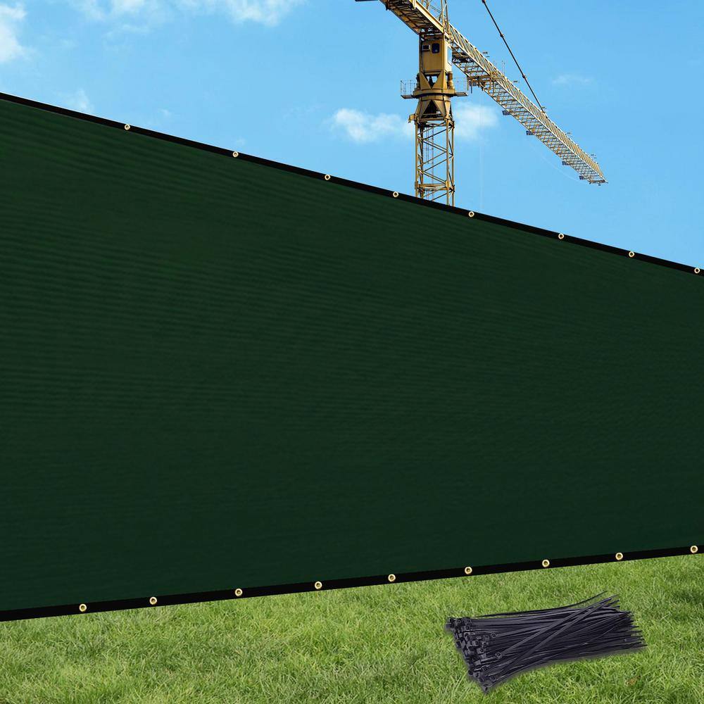 Privacy Fence Screen 8 x 200 ft. Dark Green Customized Outdoor Mesh Panels for Backyard, Construction Site with Zip Ties