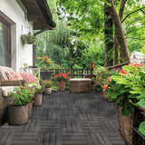 Afoxsos 1 ft. x 1 ft. Wood Plastic Composite Deck Tile, All-Weather for Indoor and Outdoor in Dark Grey (20-Pack)