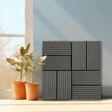Afoxsos 1 ft. x 1 ft. Dark Grey Plastic Composite Deck Tiles Set, All-Weather for Indoor and Outdoor (20-Pack)