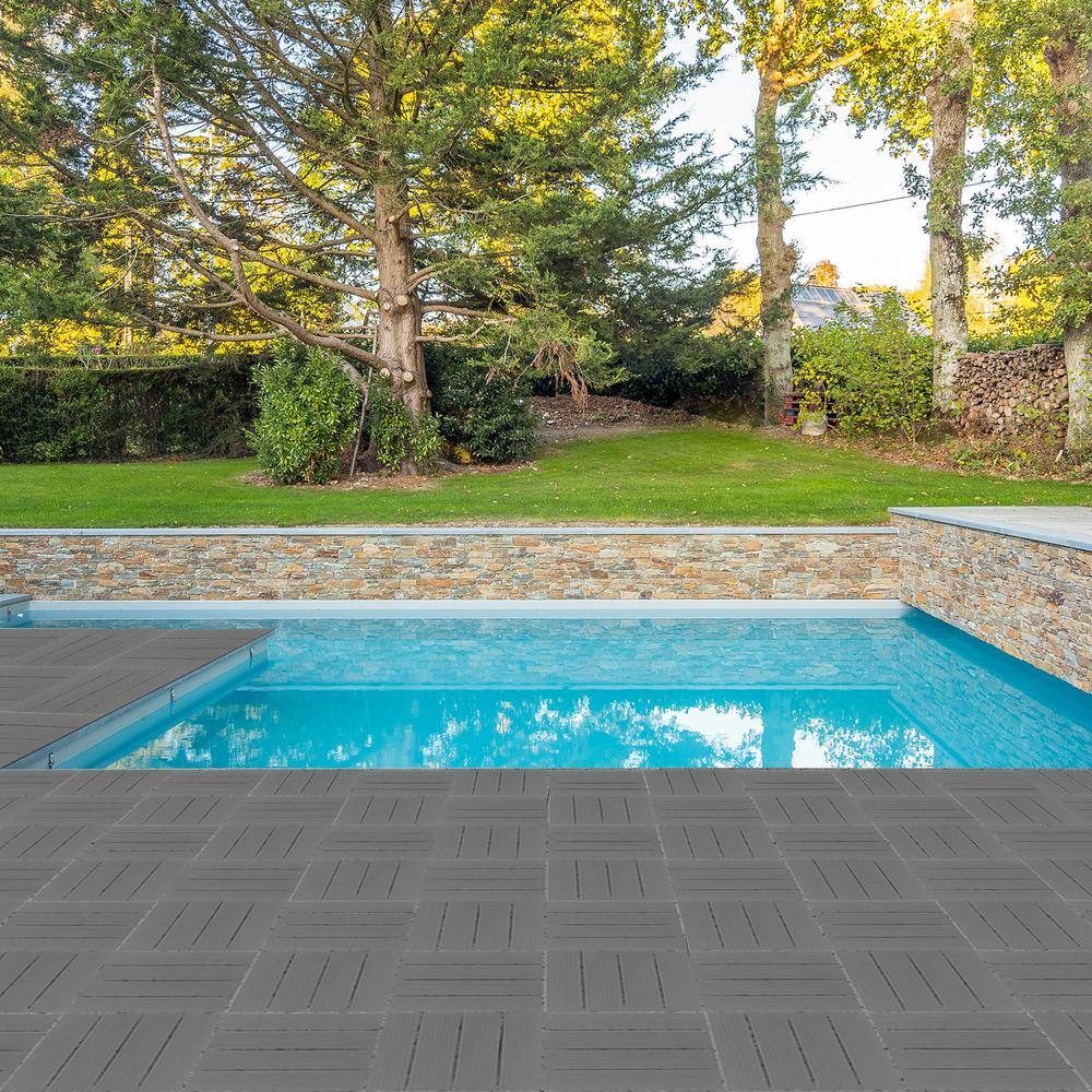 Karl home 0.98 ft. x 0.98 ft. Composite Deck Tile in Gray (27 Per Case)