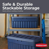 Rubbermaid Roughneck️ Durable Stackable 50 Gal Storage Totes, Dark Indigo Metallic, 2-Pack