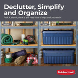 Rubbermaid Roughneck️ Durable Stackable 50 Gal Storage Totes, Dark Indigo Metallic, 2-Pack