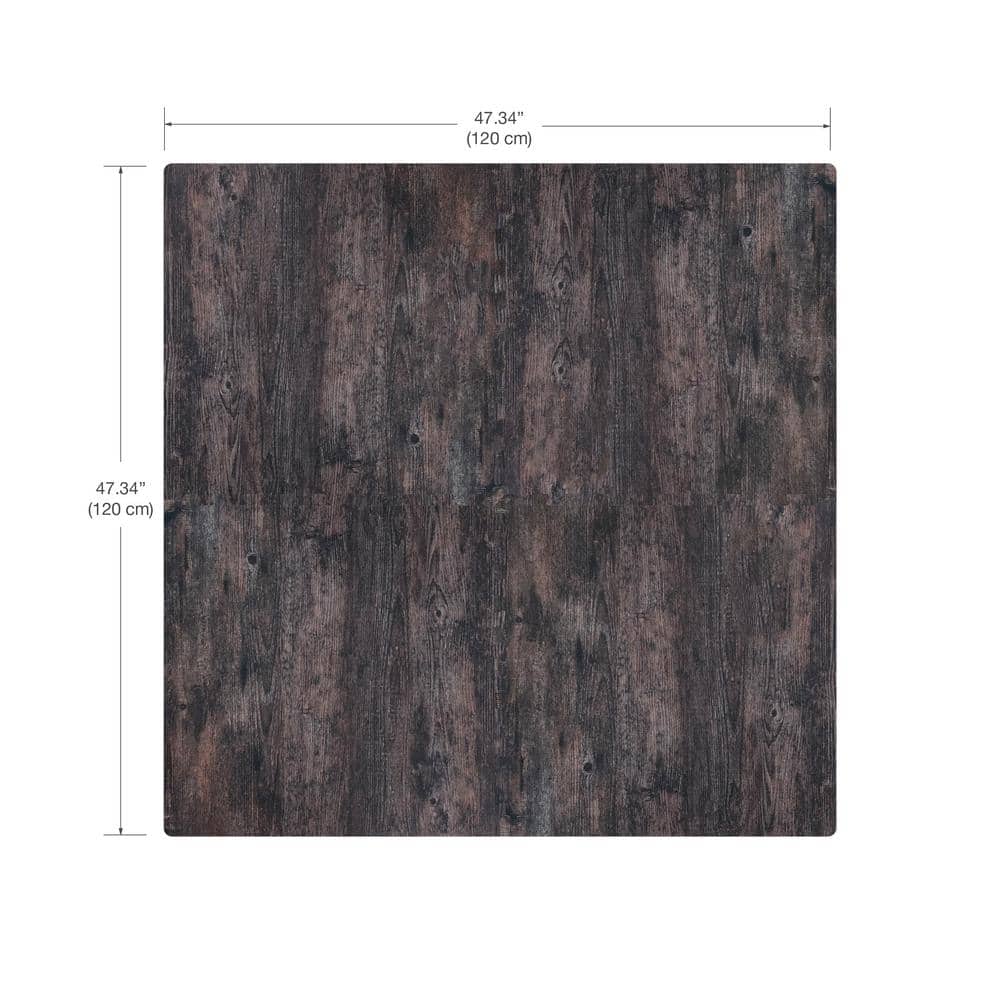 Norsk Reversible Dark Walnut/Black Faux Wood 24 in. x 24 in. x 0.47 in. Foam Mats (4-Pack)