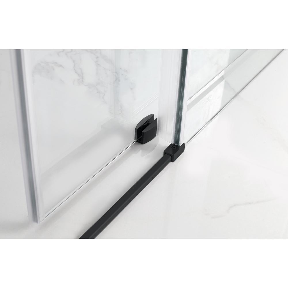 Langham 44 in. - 48 in. x 33.8125 in. x 75 in. Frameless Corner Sliding Shower Door in Matte Black - Super Arbor