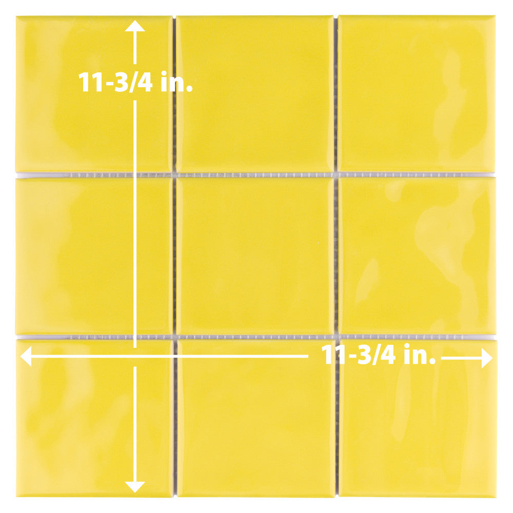 Merola Tile Twist Square Yellow Lemon 11-3/4 in. x 11-3/4 in. Ceramic Mosaic (9.79 sq. ft. / Case)