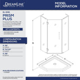 Prism Plus 38 in. x 38 in. x 74.75 in. Semi-Frameless Neo-Angle Hinged Shower Enclosure in Brushed Nickel with Base - Super Arbor