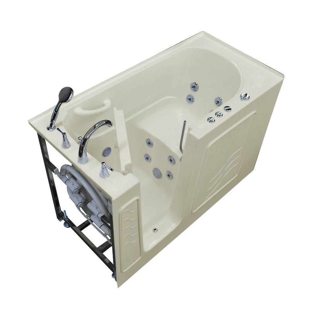 Nova Heated 4.5 ft. Walk-In Whirlpool Bathtub in Biscuit with Chrome Trim - Super Arbor
