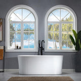 Tion 59 in. Acrylic Freestanding Double Ended Air Bath Bathtub with Drain and Overflow Included in White - Super Arbor