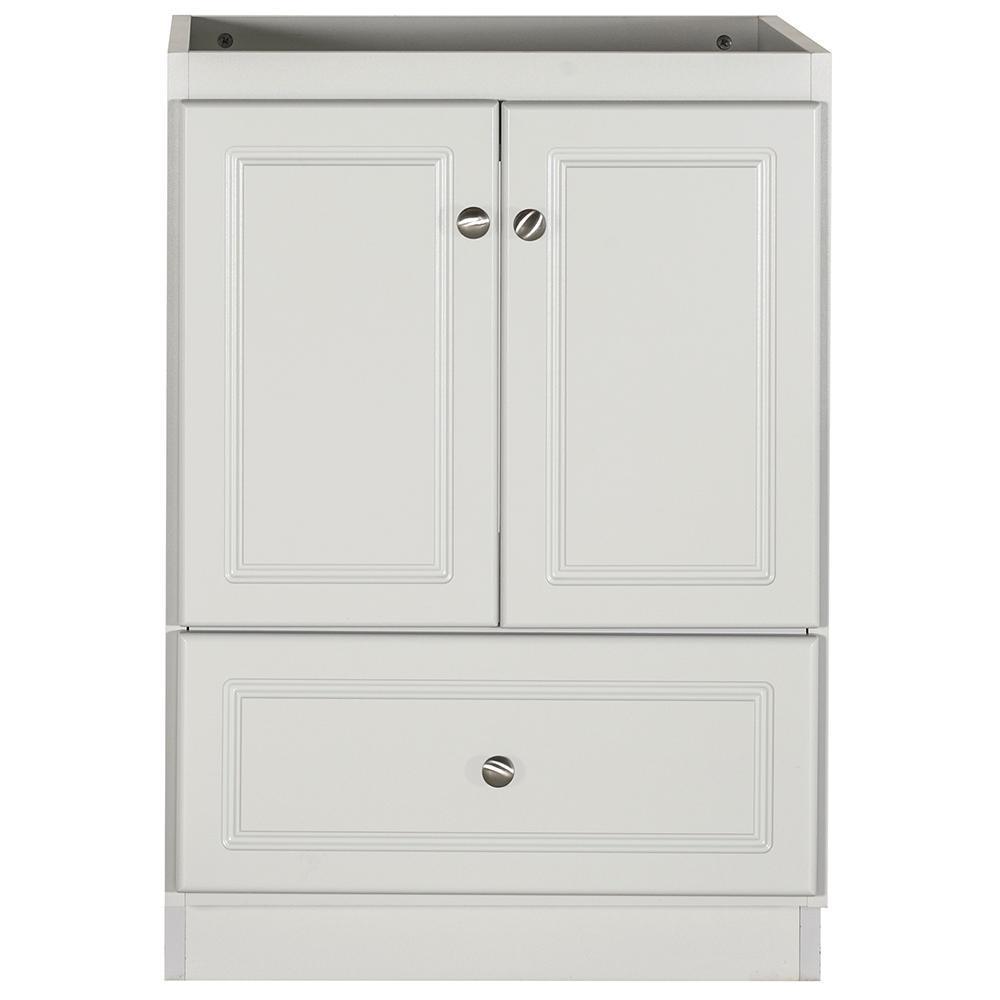 Ultraline 60 in. W x 21 in. D x 34.5 in. H Vanity for Center Basin Cabinet Only in Satin White - Super Arbor
