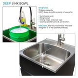 All-in-One 22 in. x 22 in. x 35 in. Metal Drop-In Laundry/Utility Sink and Cabinet in Black
