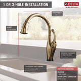Delta Addison Touch2O Champagne Bronze 1-Handle Deck-Mount Pull-Down Touch Kitchen Faucet (Deck Plate Included)