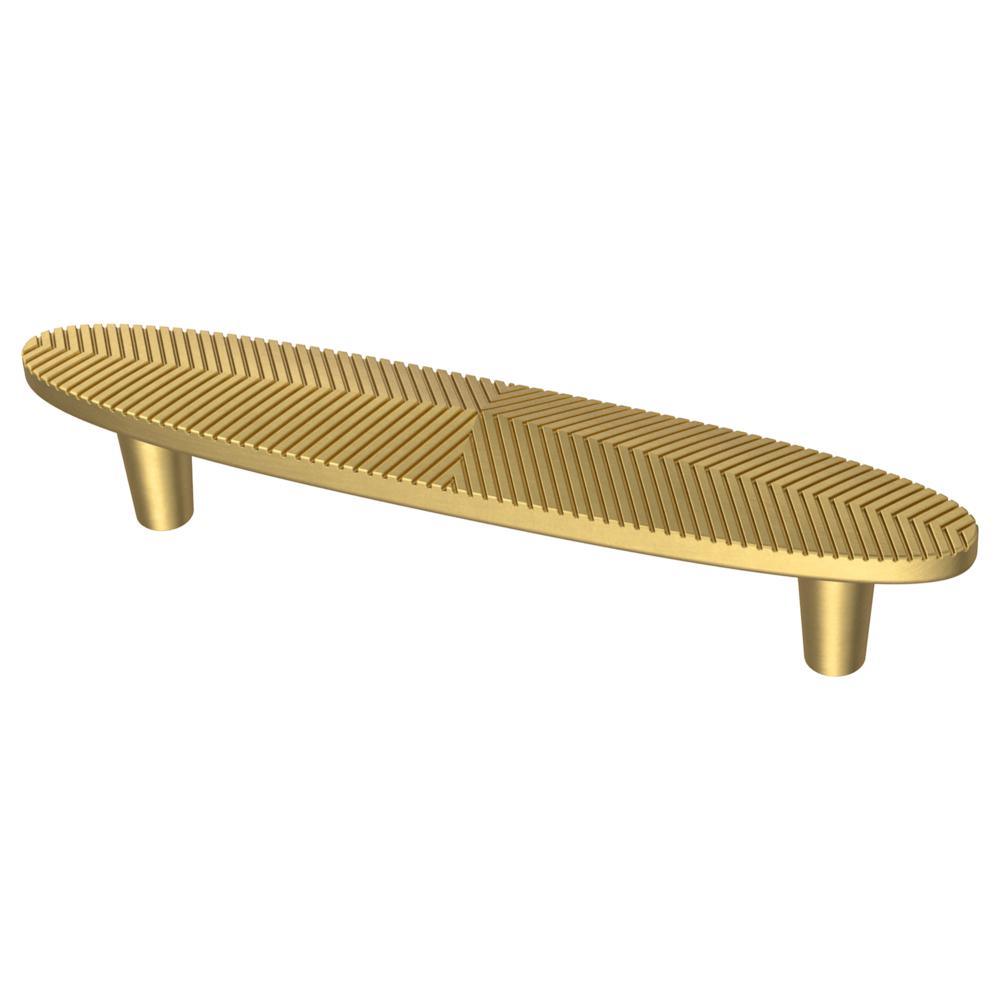 Modern Herringbone 3-3/4 in. (96mm) Center-to-Center Brushed Brass Cabinet Drawer Pull (2-Pack) - Super Arbor