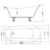 69 in. Acrylic Double Slipper Clawfoot Non-Whirlpool Bathtub in Glossy Black - Super Arbor
