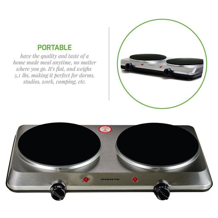 Double Burner 7.5 in. Silver Hot Plate with Temperature Control and Non-Slip Feet