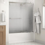 Everly 60 in. x 59-1/4 in. Mod Semi-Frameless Sliding Bathtub Door in Bronze and 1/4 in. (6mm) Droplet Glass - Super Arbor