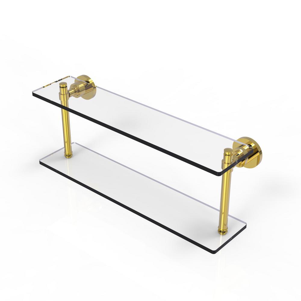 Washing Square Collection 22 in. 2-Tiered Glass Shelf in Matte Black - Super Arbor