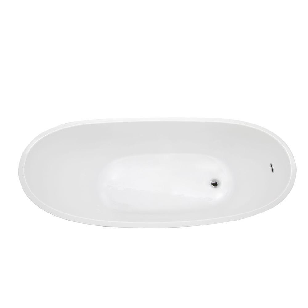 Stratus 5.6 ft. Acrylic Reversible Drain Freestanding Bathtub in Glossy White - Super Arbor
