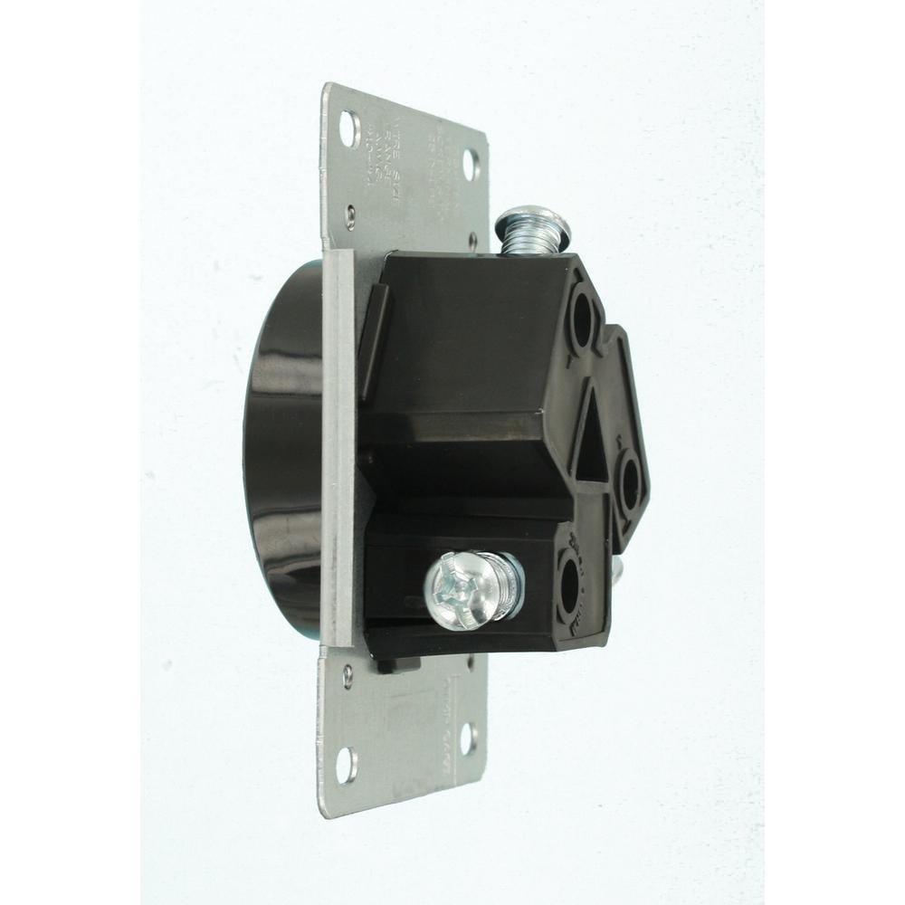 50 Amp 125/250-Volt Shallow Flush Mounted Single Outlet, Black - Super Arbor