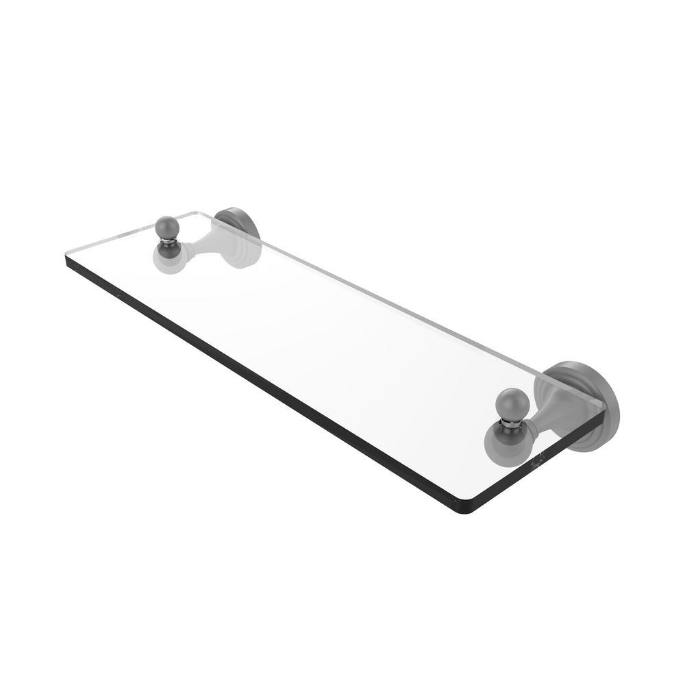 Sag Harbor Collection 16 in. Glass Vanity Shelf with Beveled Edges in Satin Nickel - Super Arbor