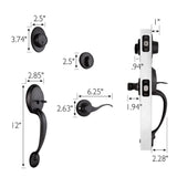 Coventry Matte Black Door Handleset with Springdale Lever Interior and Single Cylinder Deadbolt - Super Arbor