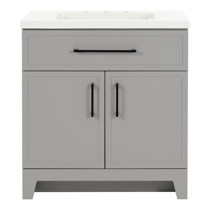 Style Selections Potter 30-in Gray Single Sink Bathroom Vanity with White Cultured Marble Top