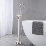 46 in. H x 11 in. W Single Handle Claw Foot Tub Faucet with Hand Shower in Brushed Nickel