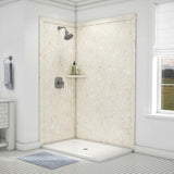 Elegance 36 in. x 48 in. x 80 in. 7-Piece Easy Up Adhesive Corner Shower Wall Surround in Triton - Super Arbor