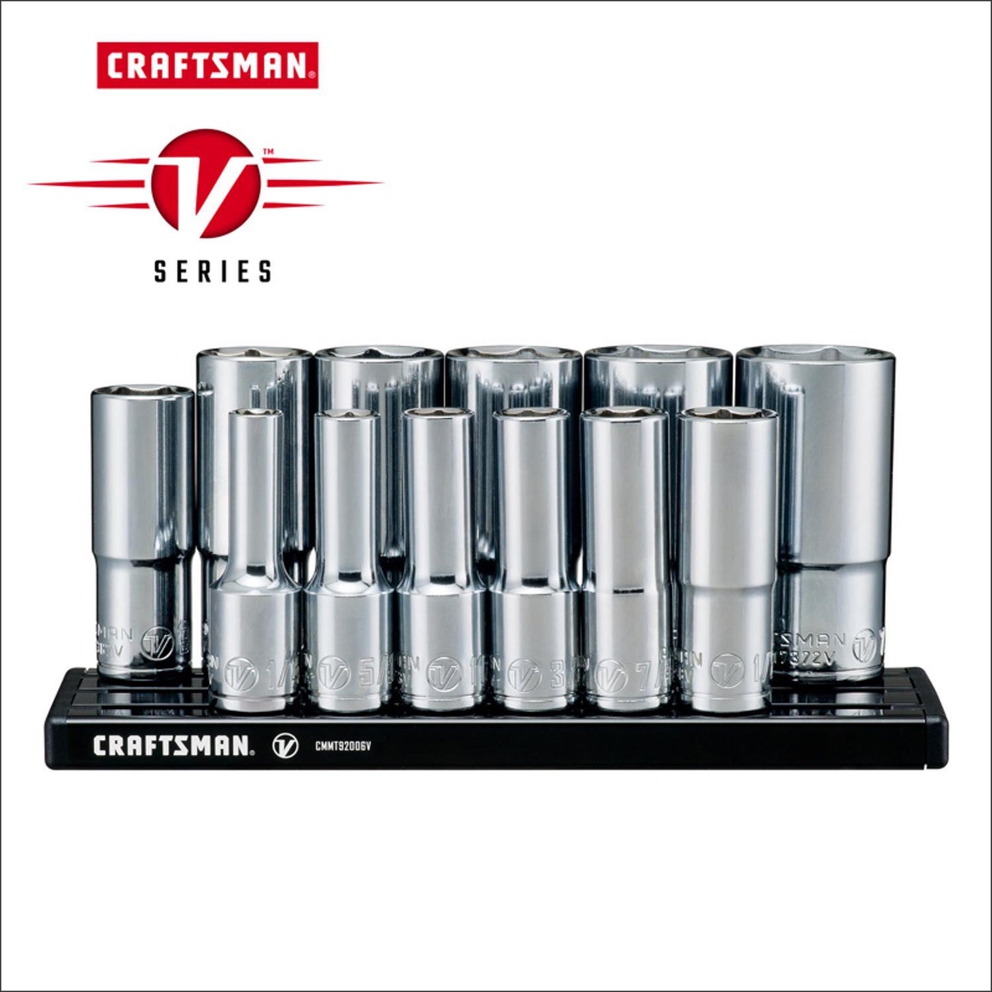 Craftsman V-Series 3/8 in. Drive SAE 6 Point Deep Socket Set, 12 pc