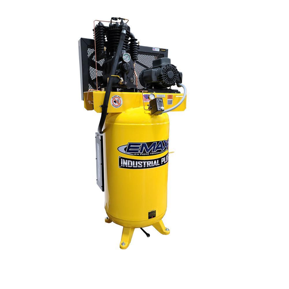Industrial PLUS 80 Gal. 5 HP 1-Phase Silent Air Electric Air Compressor with pressure lubricated pump - Super Arbor