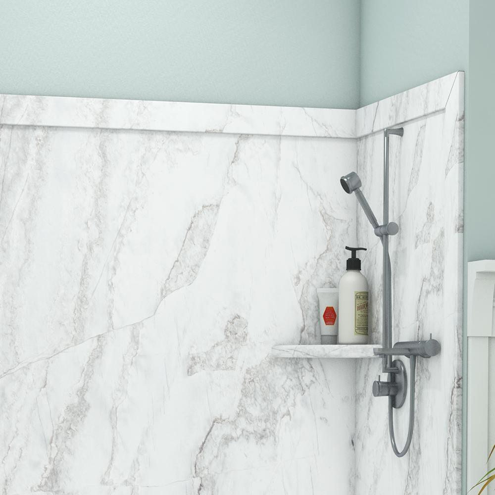 Elite 32 in. x 60 in. x 60 in. 9-Piece Easy Up Adhesive Tub Surround in Calypso - Super Arbor
