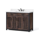 Drysdale 48 in. Wx 34.5 in. H Bath Vanity in Sable with Engineered Stone Vanity Top in Lgt Vein Carrera with White Basin - Super Arbor