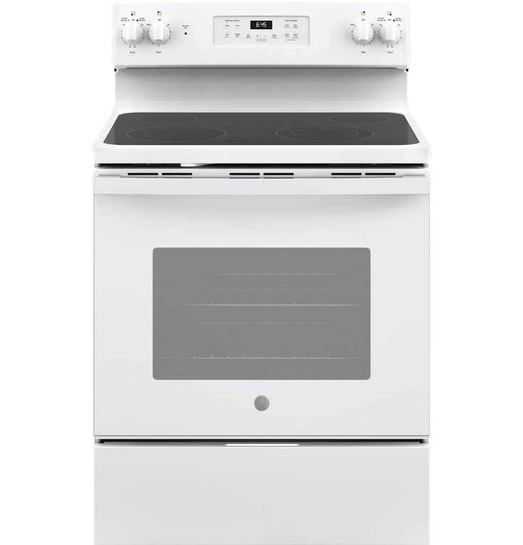 GE 30-in Smooth Surface 4 Elements 5.3-cu ft Self-Cleaning Freestanding Electric Range (White)