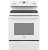 GE 30-in Smooth Surface 4 Elements 5.3-cu ft Self-Cleaning Freestanding Electric Range (White)
