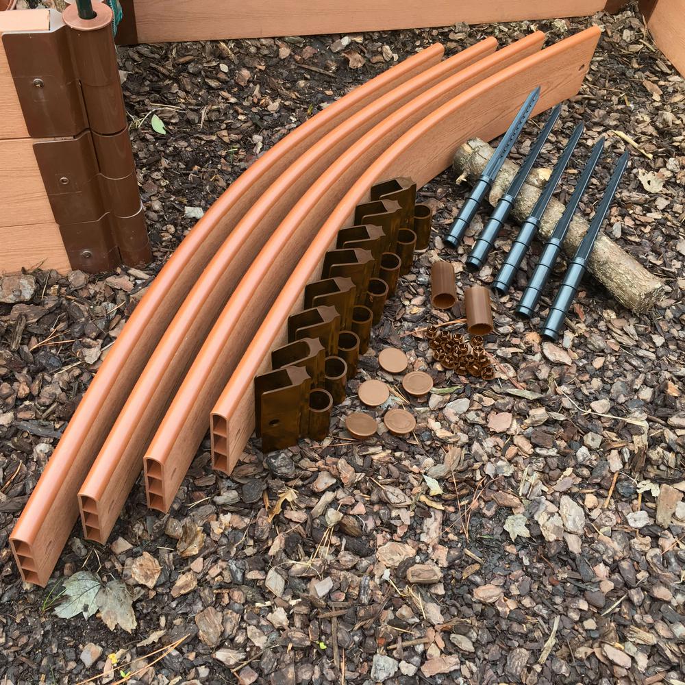 Frame It All 1 in. Profile Tool-Free Classic Sienna 16 ft. Curved Landscape Edging Kit - Super Arbor