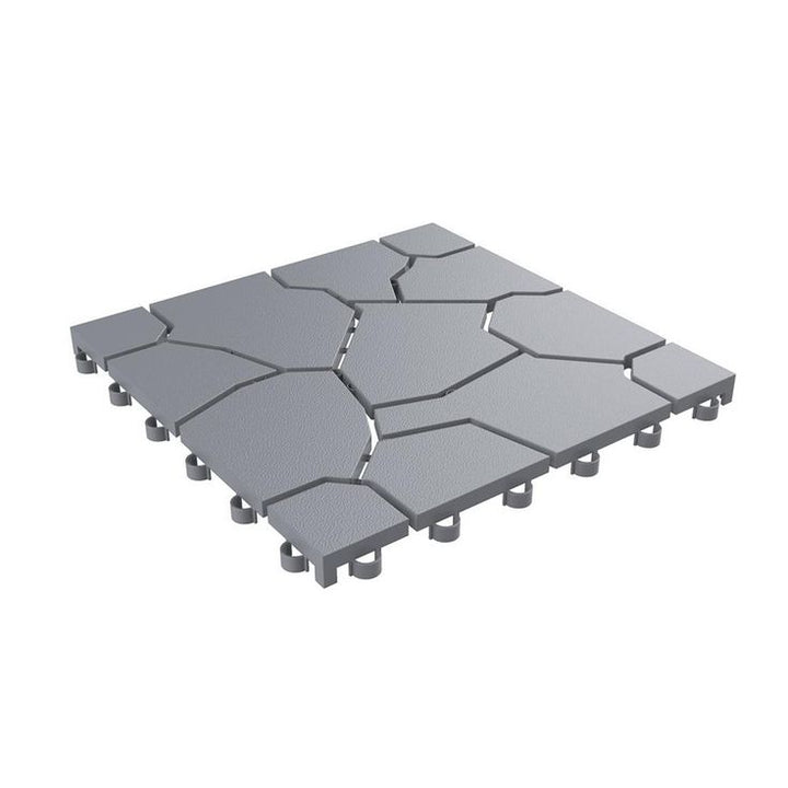 Pure Garden 11.5 in. x 11.5 in. Outdoor Interlocking Polypropylene Patio and Deck Tile Flooring in Stone Grey (Set of 6)