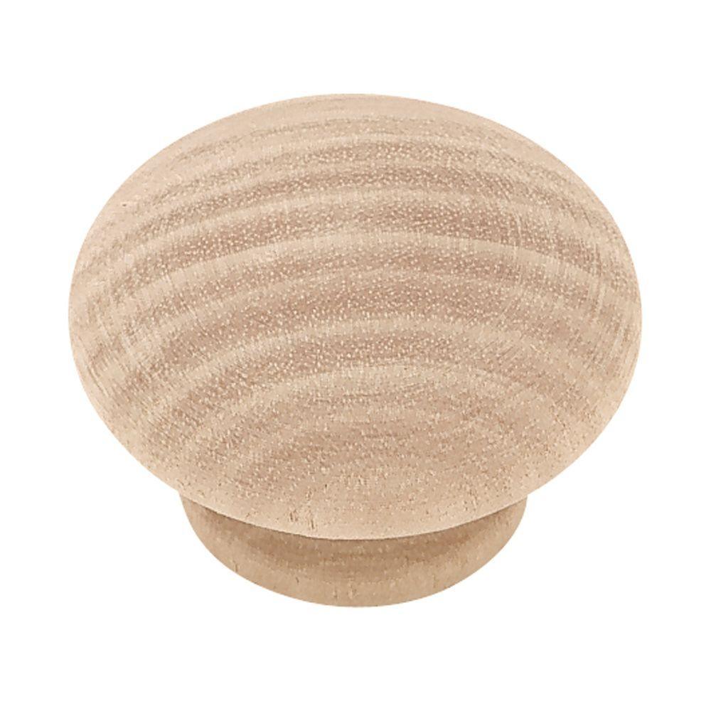 Classic 1-1/2 in. (38 mm) Birch Wood Round Cabinet Knob (10-Pack) - Super Arbor